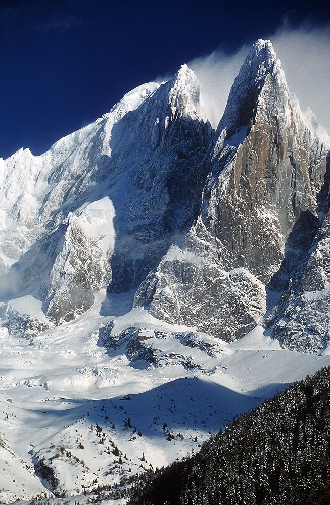 Aiguille Sans Nom, Dru, after cold front, winter 1998